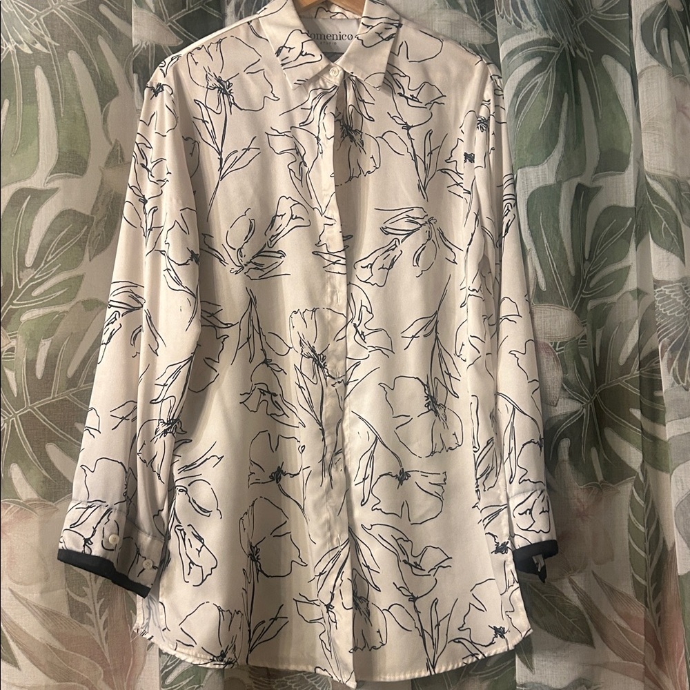 Floral Print Blouse - Cream and Black